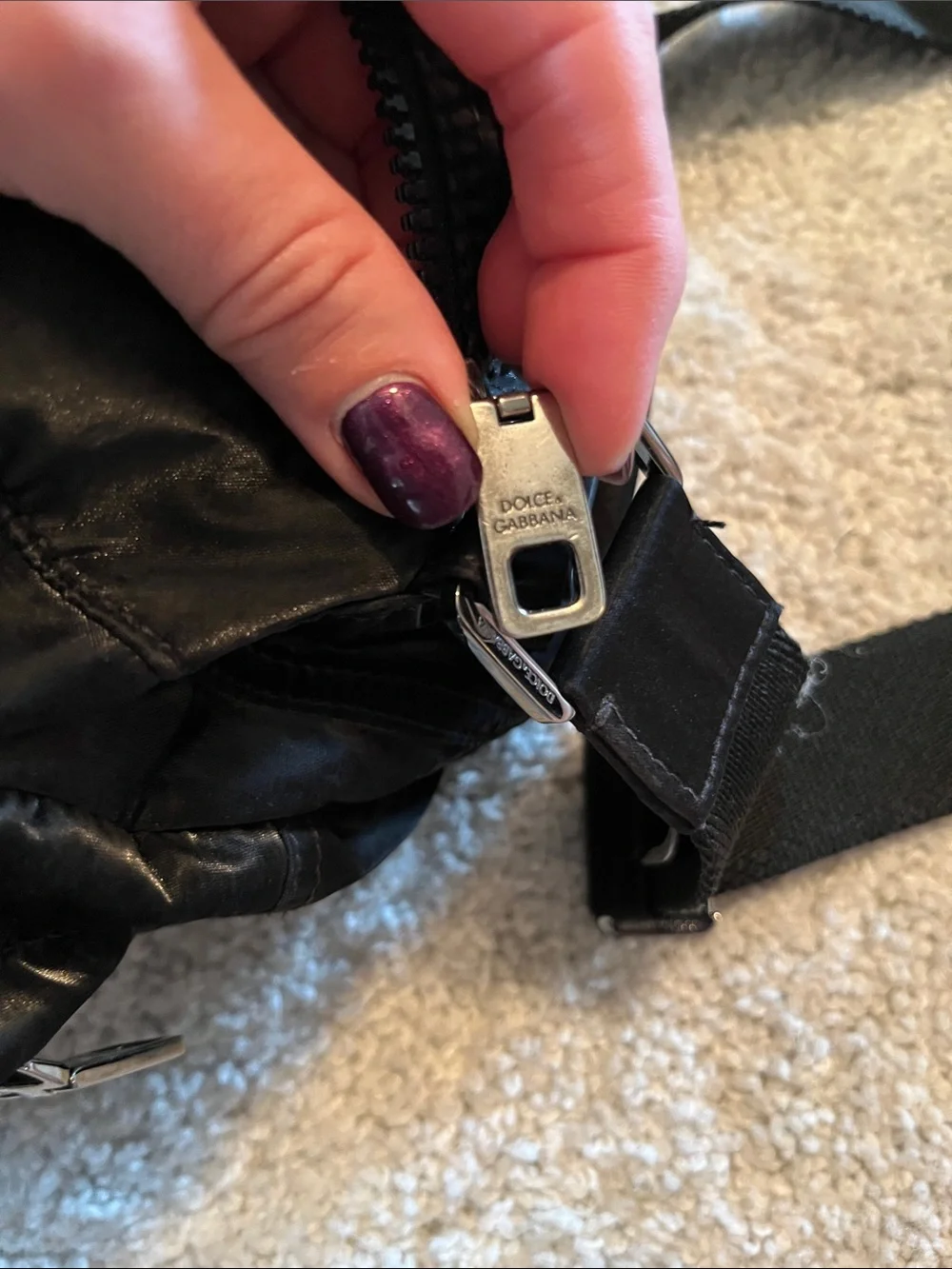 Dolce & Gabbana Black Nylon Belt Bag with Gold Plaque